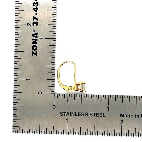 14k Gold Round Gem Earrings - Picture 9 of 10